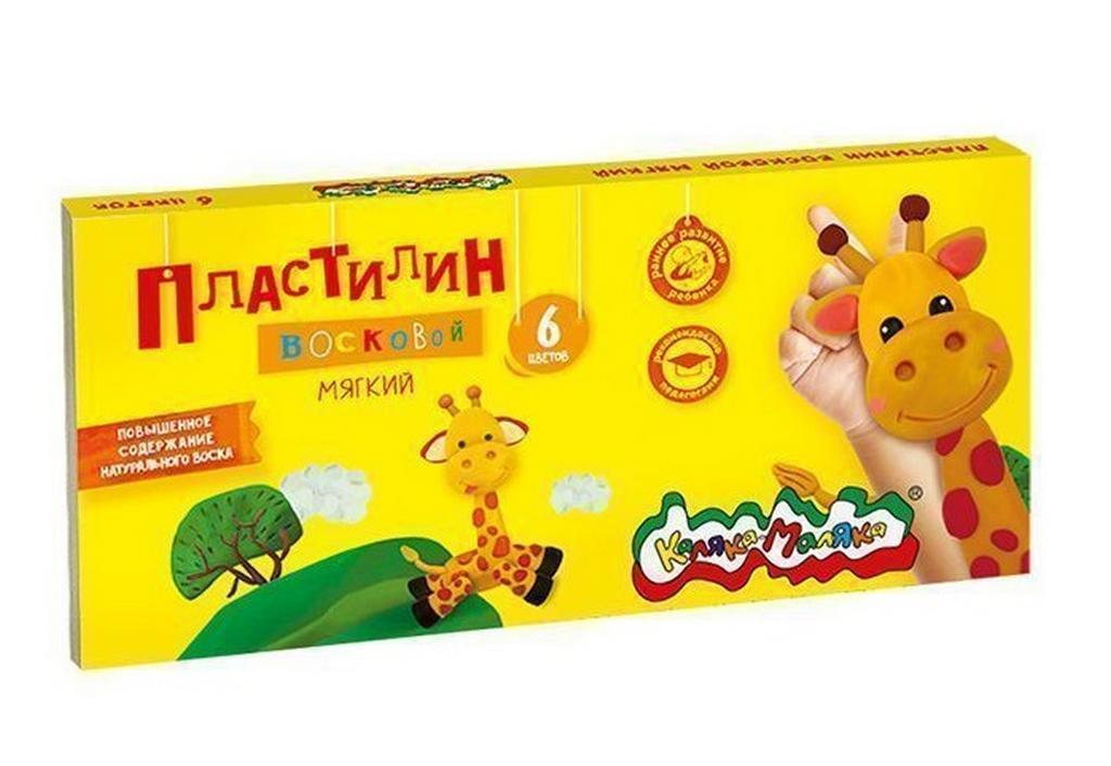 Пластилин восковой  6 цв.  90 гр. Каляка-Маляка со стеком