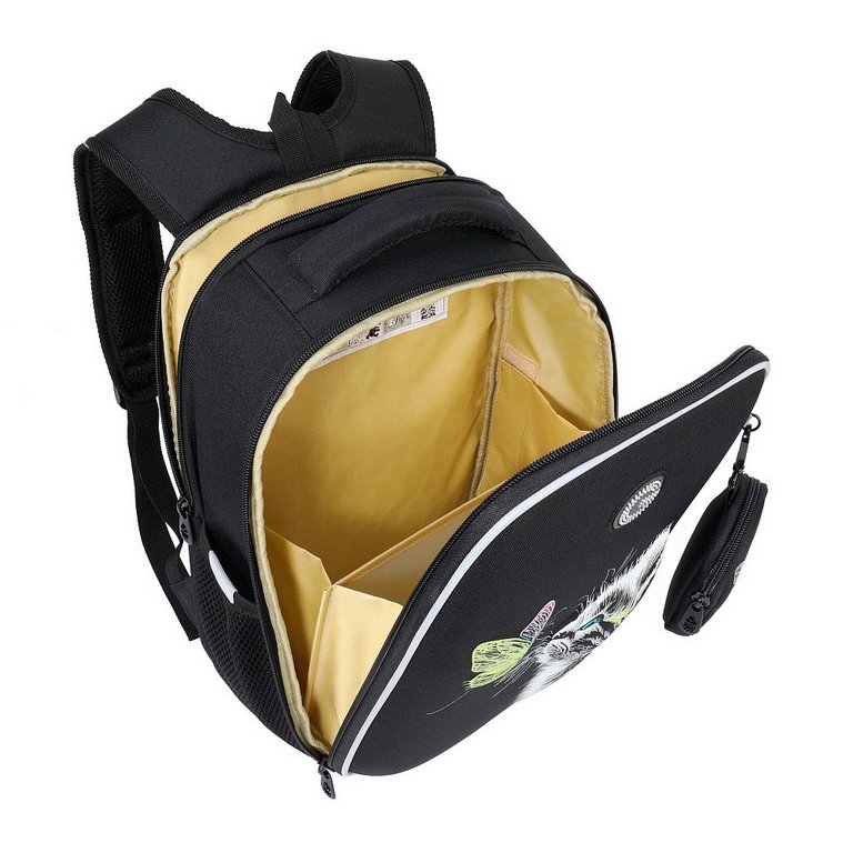 Рюкзак каркасный для девочки Grizzly 26*37*17 см., черный