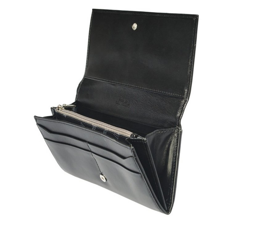 Портмоне D.Morelli женское "Шарм" большое, нат.кожа, черное