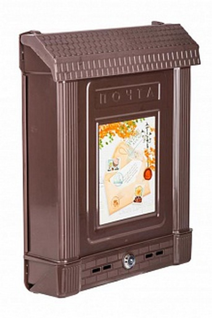Ящик почтовый пластиковый с замком коричневый Альтернатива