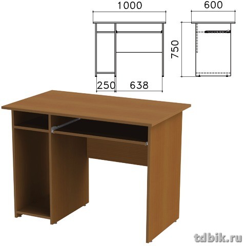 Стол компьютерный с тумбой "Канц" 1000*600*750мм, цвет орех