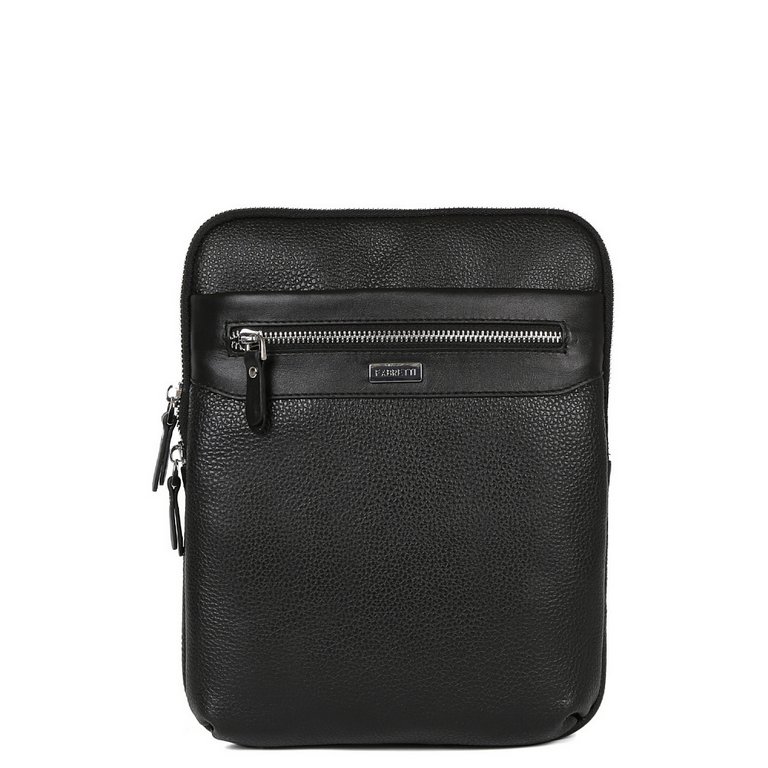 Сумка мужская FABRETTI 23*29*3, нат. кожа, черный