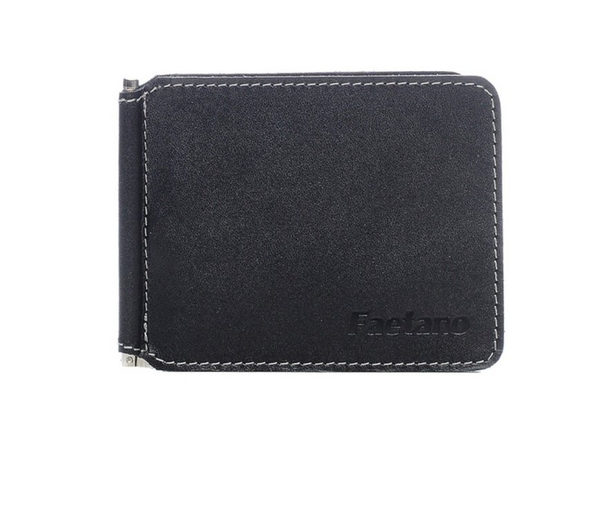 Зажим для денег Faetano с карманом , нат.кожа, черный