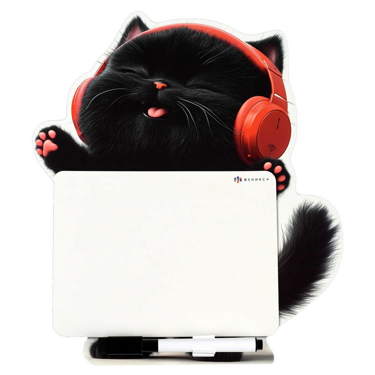 Доска магнитная 224*260 мм маркерная "Котенок в наушниках" Феникс+ (1 маркер в наборе)