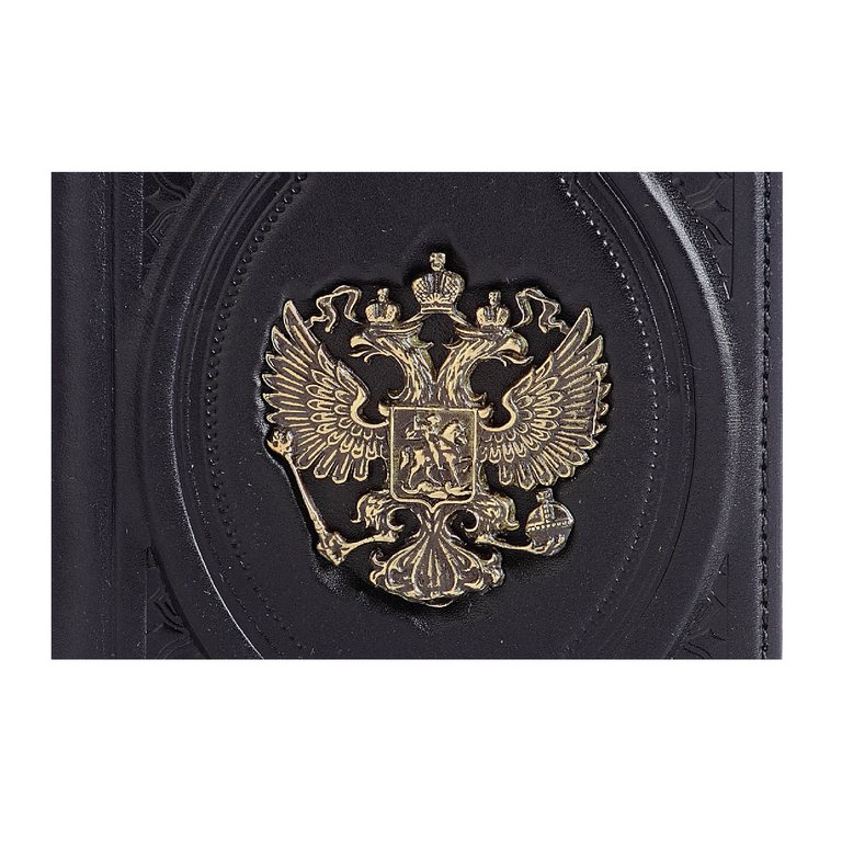 Обложка для автодокументов Макей, нат. кожа с Гербом, черная