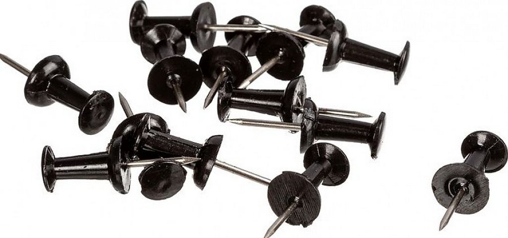 Кнопки-гвоздики канцелярские  30 шт/уп, черные inФормат