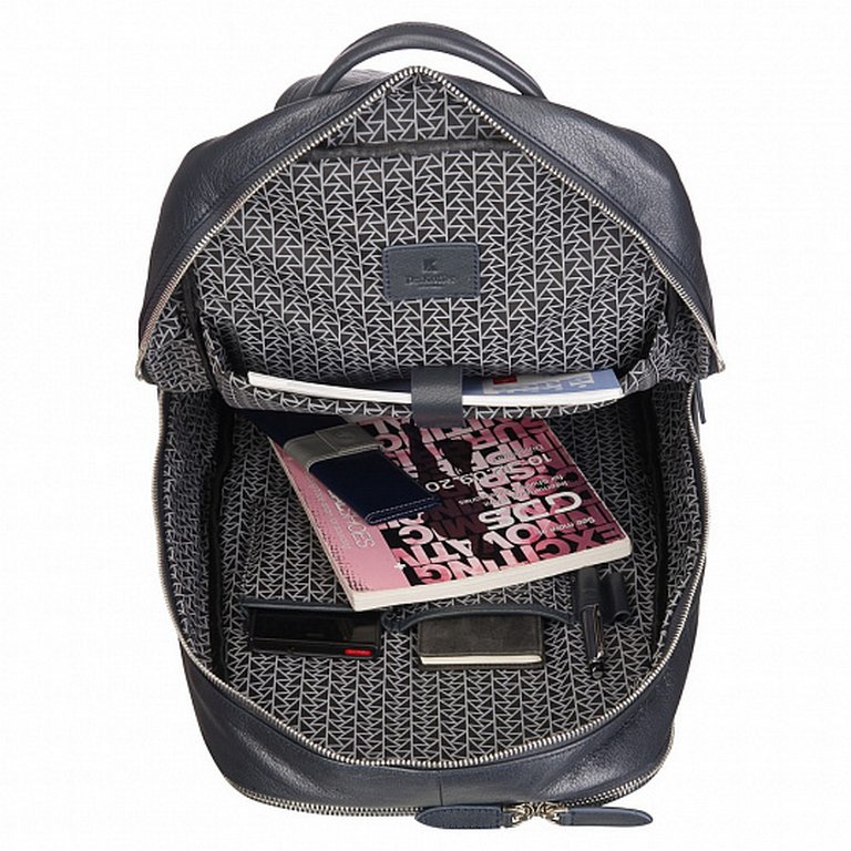 Рюкзак женский Dr.Koffer 28x38x11 см, нат.кожа, синий