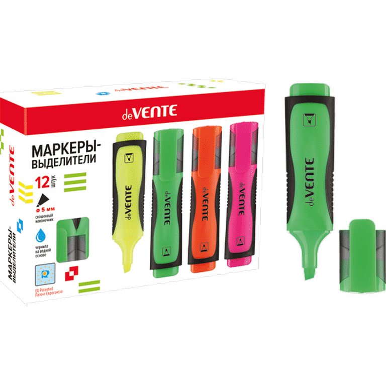 Текст-маркер deVENTE 1-5мм зеленый (с каучуковыми вставками)