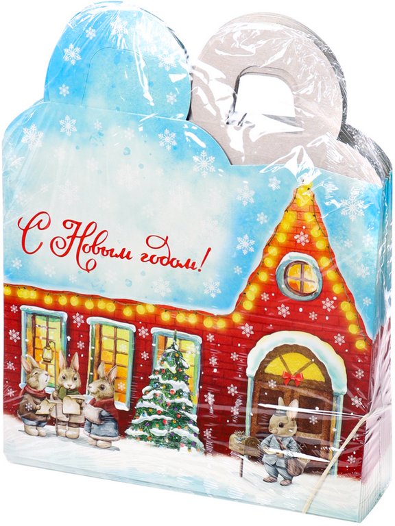 Коробка для конфет на 1000 гр "Домик Уютный Новый год"