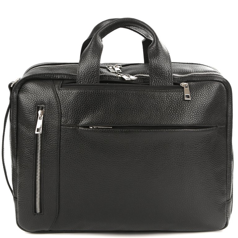 Рюкзак-сумка мужской FABRETTI 39х29х13 см, нат. кожа, черный