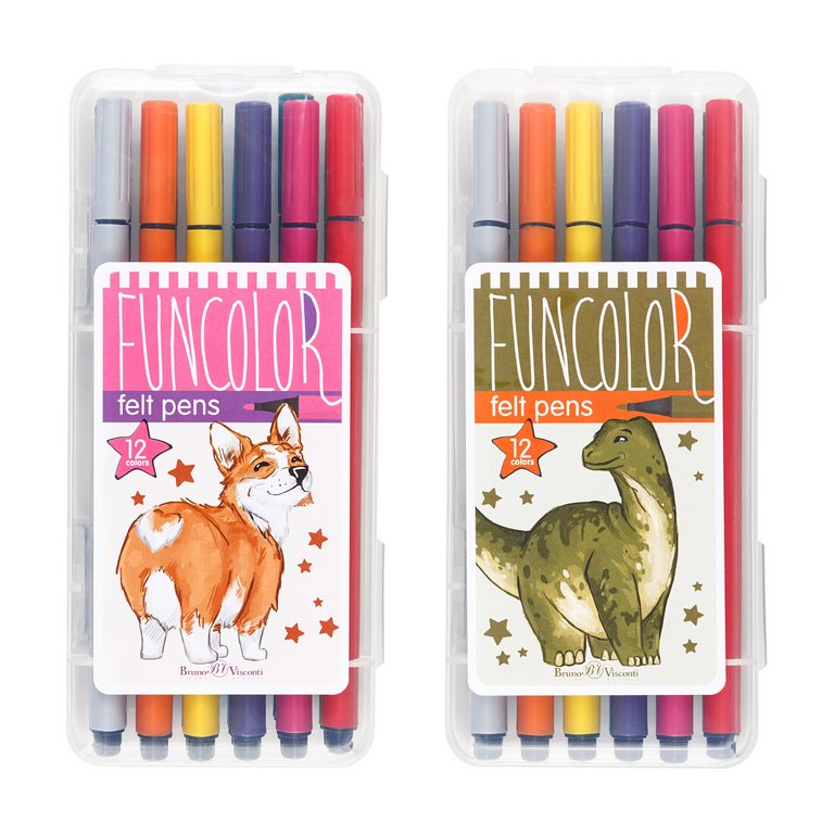 Набор фломастеров 12 цв. Bruno Visconti "FUNCOLOR" в пластик. пенале