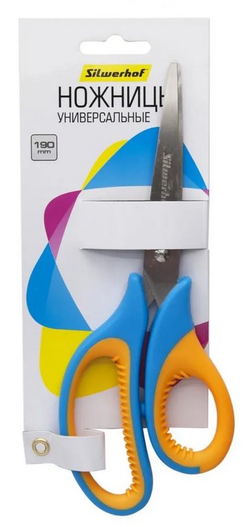 Ножницы 190 мм пластмас. эргоном. рукоятка с резиновыми вставками Silwerhof Mode