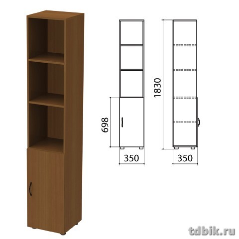 Шкаф для бумаг "Канц" полузакрытый, 1 дверь (350*330*1830мм) цвет орех