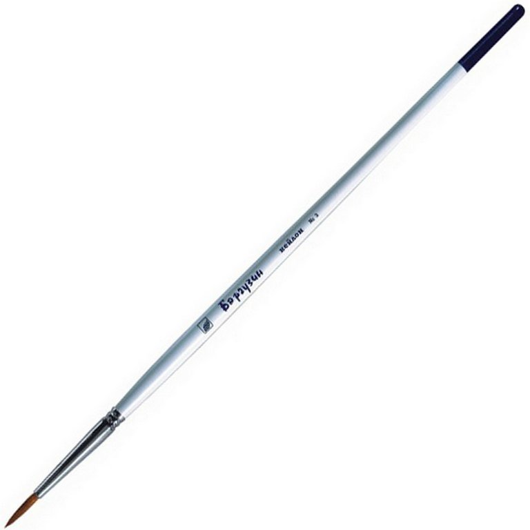 Кисть Синтетика №  03/0 круглая Баргузин (короткая белая ручка) d-0,7мм/L-7,0мм Альбатрос