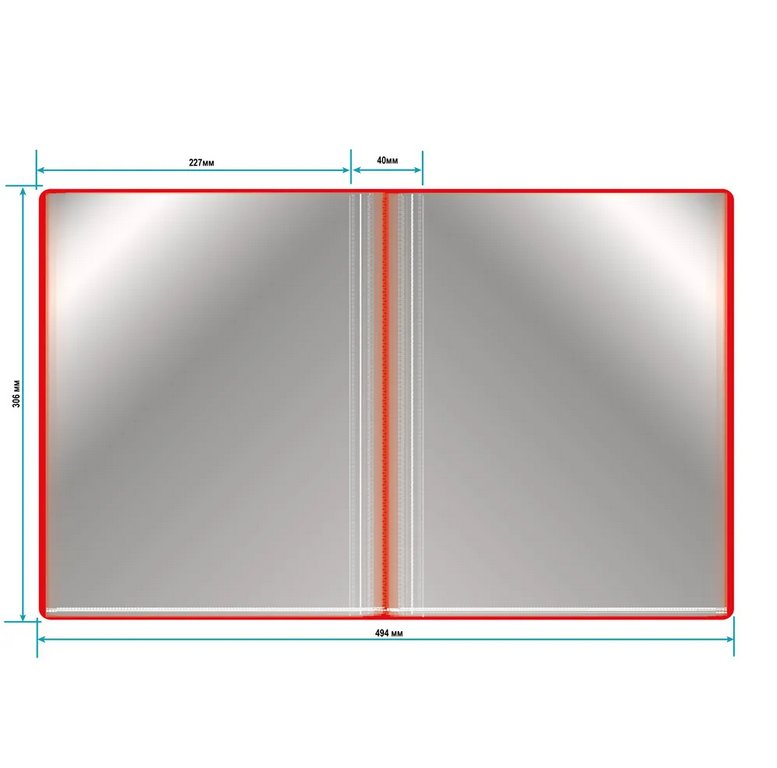 Папка А4 100 прозр.вклад. карман на торце, пластик 0,80 мм, красная Бюрократ