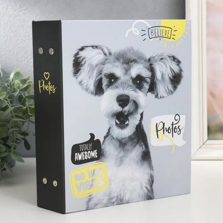 Фотоальбом 200 фото 10*15см "fluffy pets. Гав" 23,5*17 см обложка картон, ПП карман