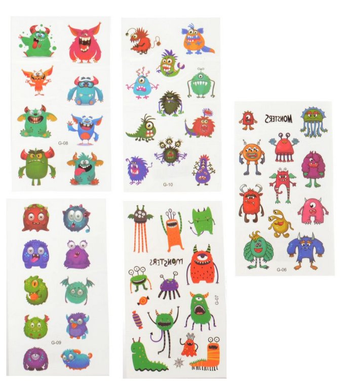 Наклейка-тату "Монстрики" 12*8 см (ассорти)