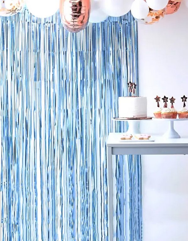 Дождик-занавес новогодний 100*200см цв. голубой