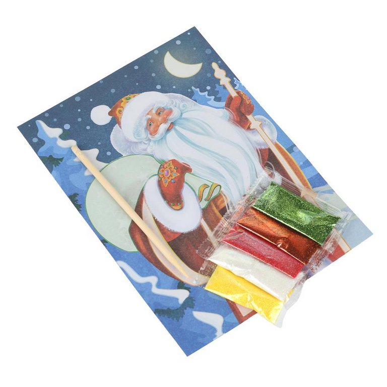 Фреска. Картина из песка "Новый год дед мороз" 17*23 см MultiArt
