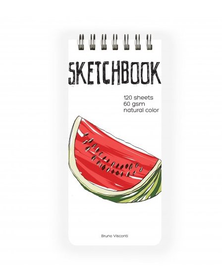 Скетчбук 105*220 мм, 120л. гребень "SKETCHBOOK" ПУХЛАЯ 60 ГР., БЕЗ ЛИНОВКИ (6 ВИДОВ)