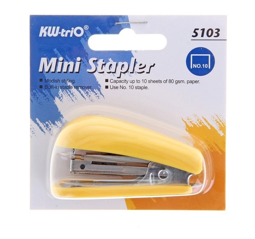 Степлер № 10 мини до 10л KW-trio, цвета в ассортименте с антистеплером