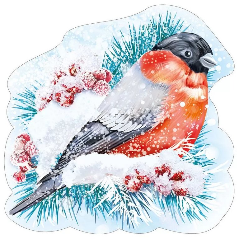 Наклейка оформительская на скотче зимняя "Снегирь" 156*156 мм