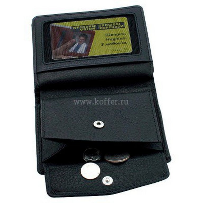Портмоне Dr.Koffer 13*10,5см, нат. кожа, черный