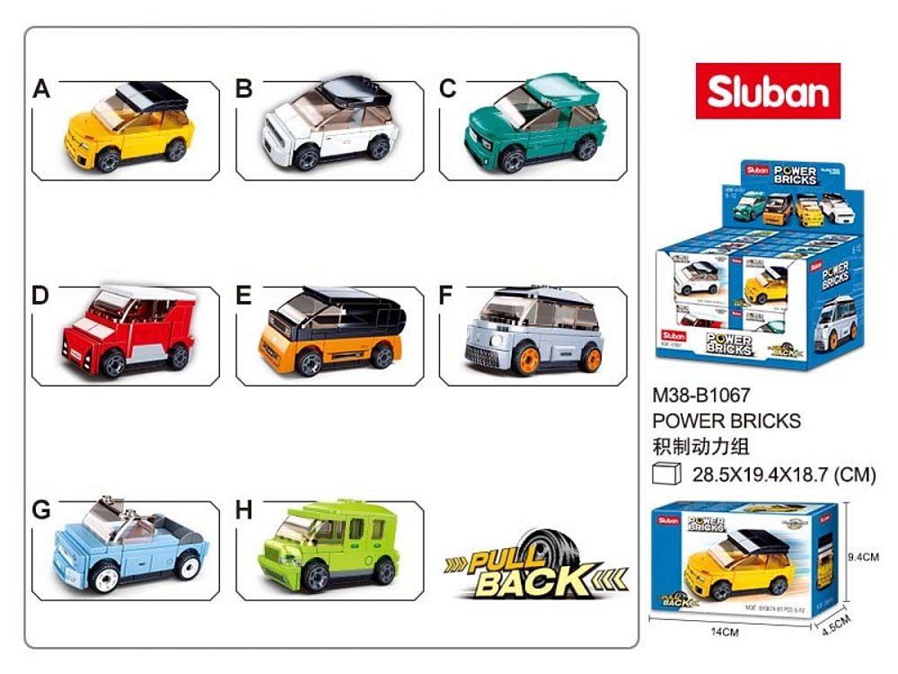 Конструктор пластиковый   АССОРТИ "Электромобиль" Sluban