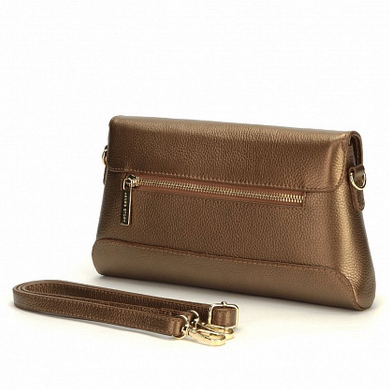 Сумка женская Jane's Story 26х14х3см, нат.кожа, бронзовая