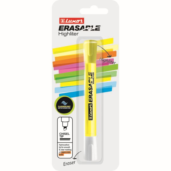 Текст-маркер  стирающийся Luxor "Erasable" 1-4,5 мм желтый, скошенный