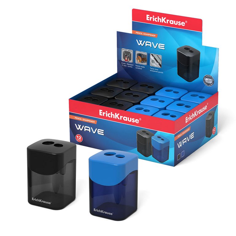 Точилка с контейнером два отверстия ErichKrause Wave
