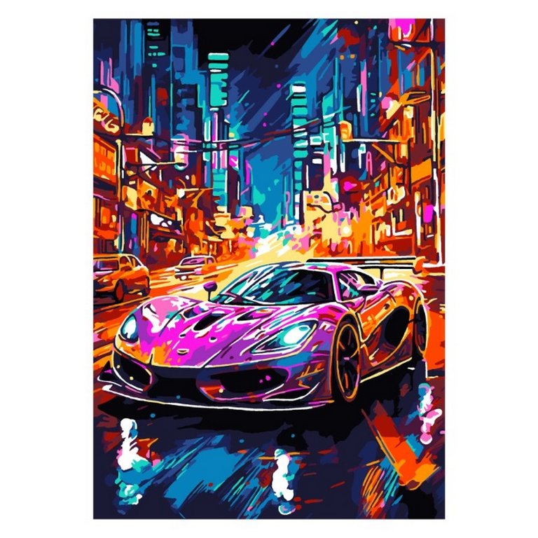 Роспись по номерам (картон) 20*30см "Городской дрифт" (основа, акрил. краски, кисти) LORI