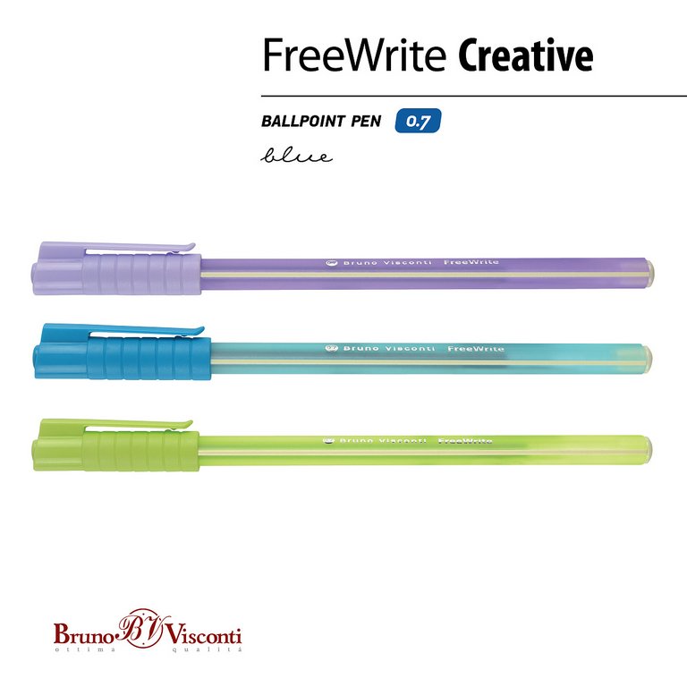 Ручка шариковая BV FreeWrite "Creative" трехгран. 0,7мм синяя (линия 0,5мм) одноразовая