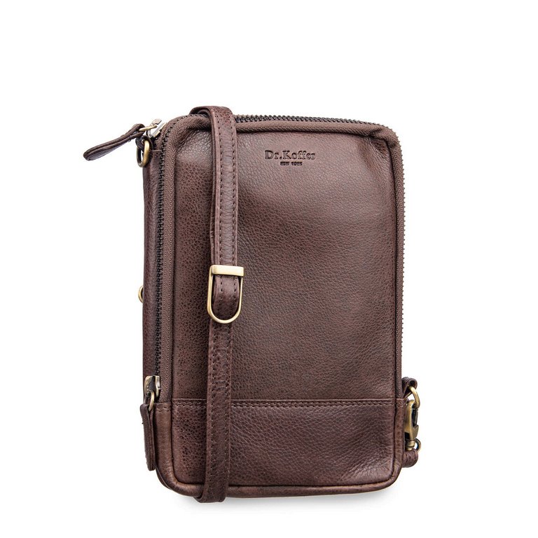 Сумка женская Dr.Koffer 13*20*3 см, нат. кожа, коричневая через плечо