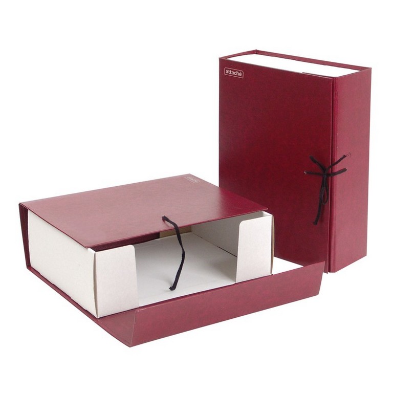 Короб архивный-бокс 100мм с завязками, бумвинил, торцы из гофрокартона А4 складной, ассорти