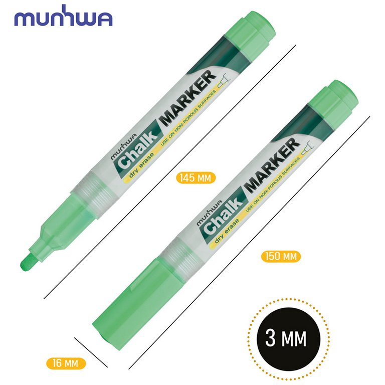 Маркер меловой зеленый 3мм MunHwa (на спиртовой основе)