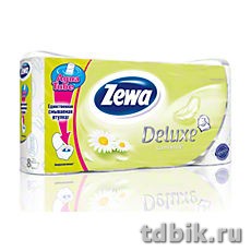 Туалетная бумага (8 рул/уп) 3 слоя, L-18 м, шир-95 мм, Zewa/Zemma-Делюкс белая с рисунком