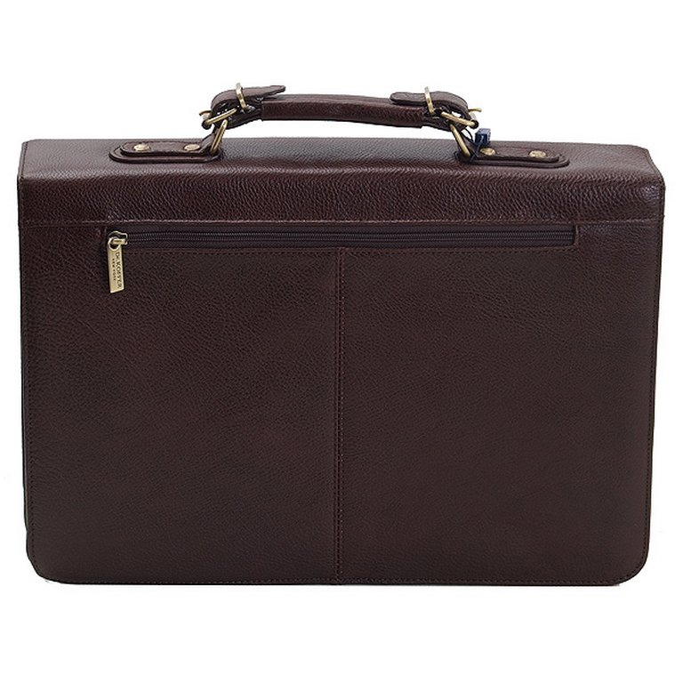 Портфель Dr.Koffer 40*29*12см, нат. кожа, со съемным плечевым ремнем, коричневый