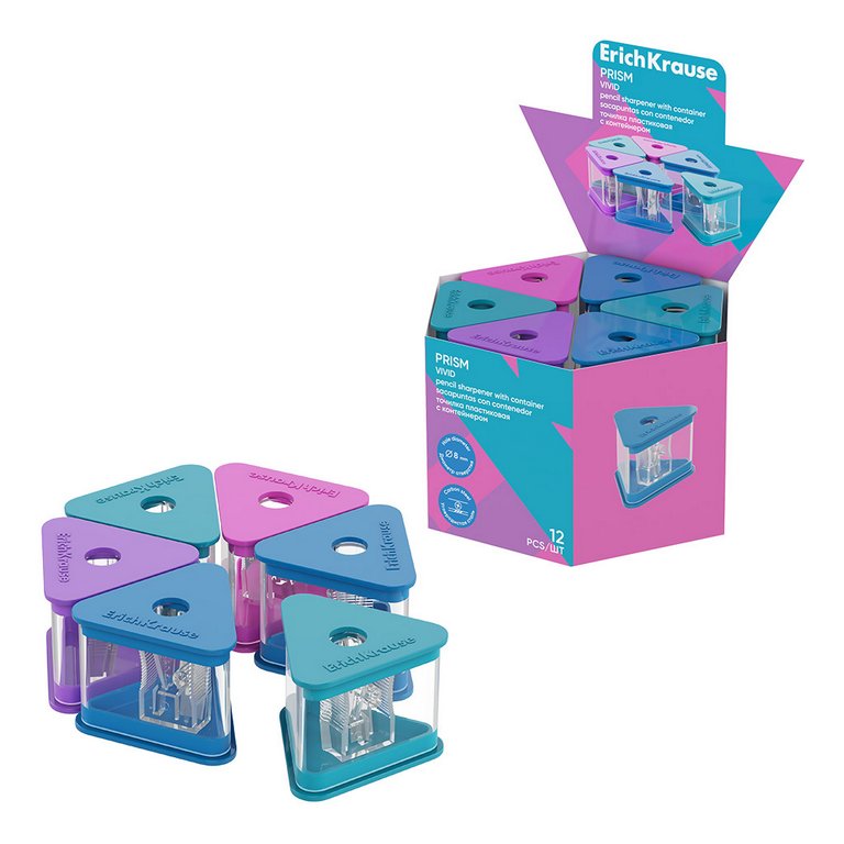Точилка с контейнером ErichKrause "Prism. Vivid" ассорти