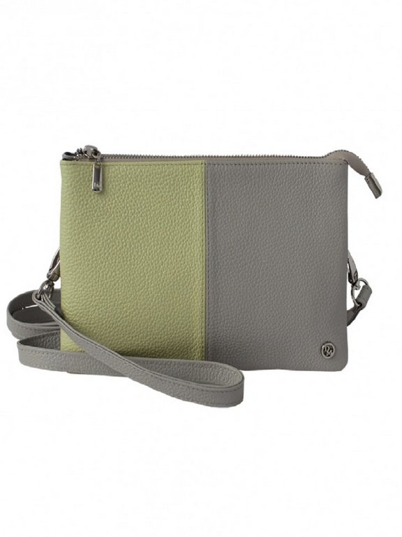 Сумка женская-клатч  D.Morelli , нат. кожа "Duo" серо-лимонная