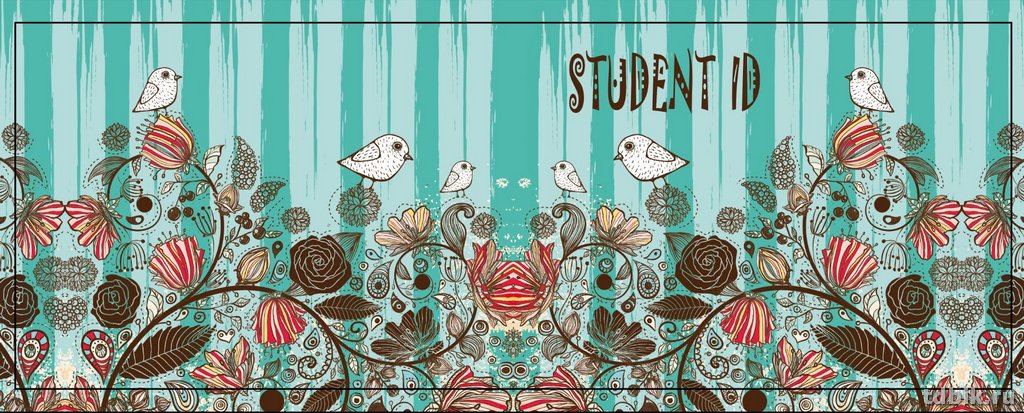 Обложка для студенческого билета из ПВХ  7,8*21,2 "Птички на бирюзовом"