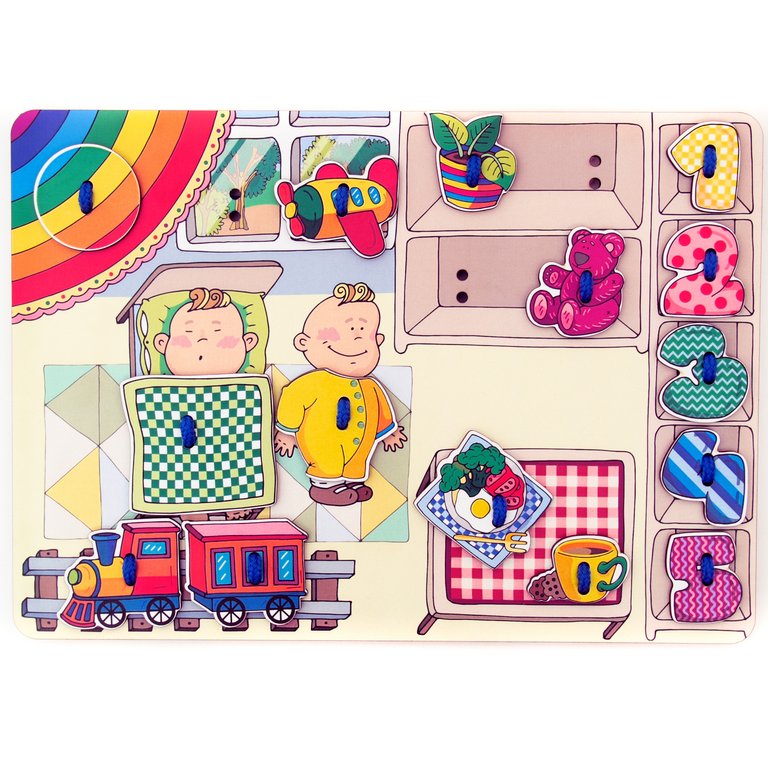 Игра развивающая Моторика Шнуровка "Дет сад" 3+ (дерево) Сибирские Игрушки