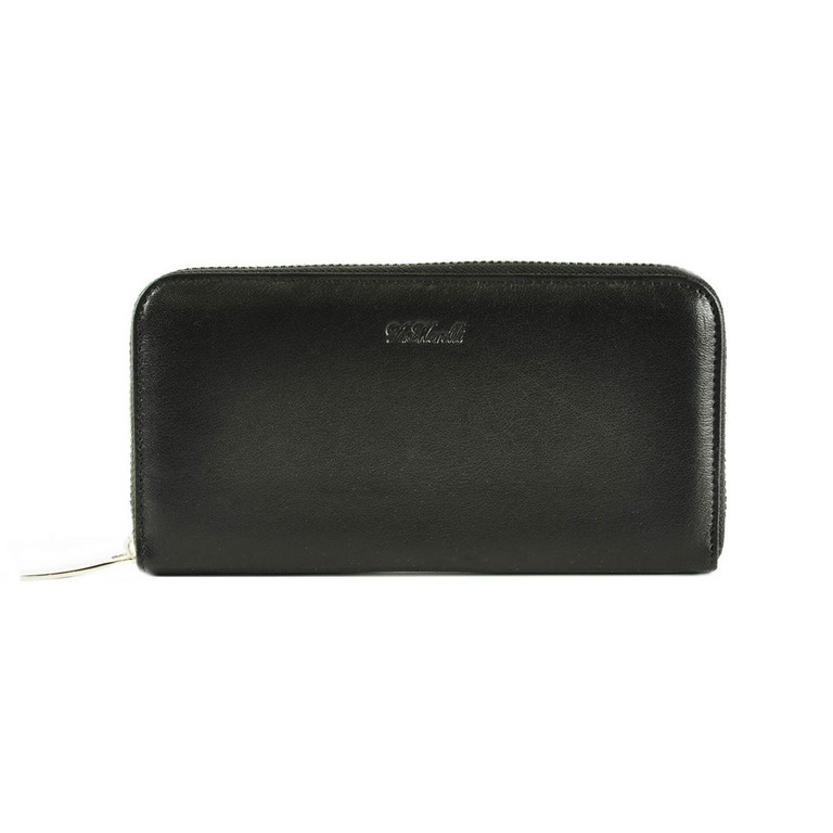 Портмоне D.Morelli женское "Black" на молнии, нат.кожа