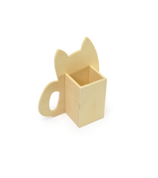 Изделие для декорирования Подставка под карандаши "Котик" 13*11,5*5 см (дерево) HobbyTime