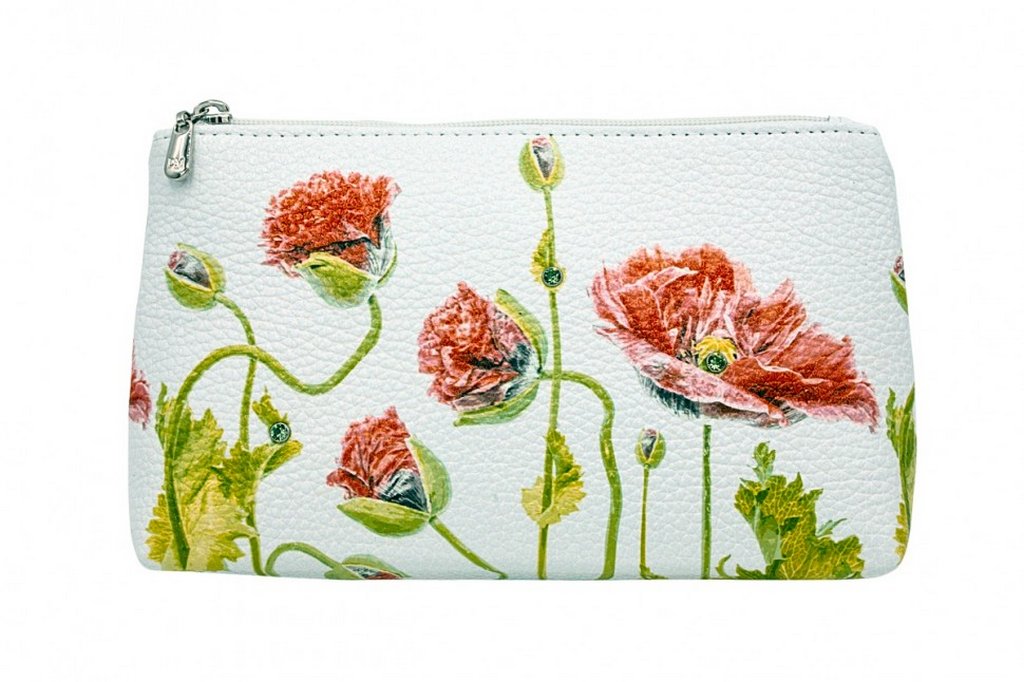 Косметичка D.Morelli "Альба" нат.кожа, принт маки