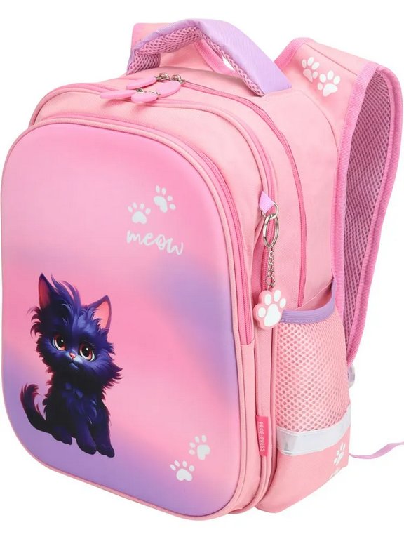 Рюкзак каркасный для девочки Prof-Press "Черный котик" 37*30*16 см