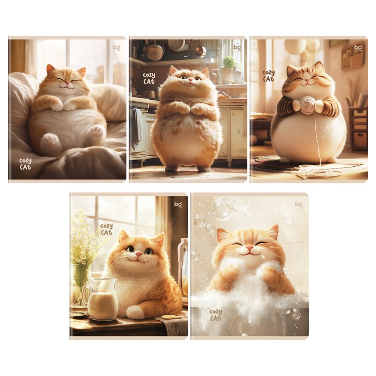 Тетрадь 48 лист кл. А5 на скрепке "Cozy cat" BG