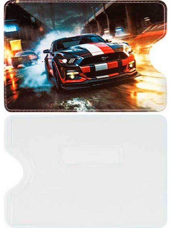 Обложка для проездного билета "Дерзкий гонщик" из ПВХ 7*9,5 см