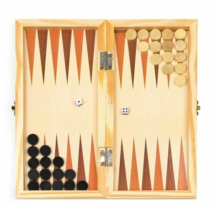 Игра настольная Шахматы, шашки, нарды "Узоры" (дерево) 29*29 см