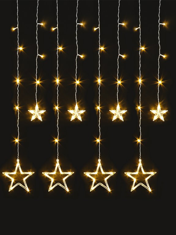 Гирлянда комнатная Бахрома "Звездное небо" 2,5м*1м, 92 теплых ламп, прозрачная нить, 220 В